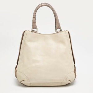 Furla Tricolor Leather and Suede Expandable Tote