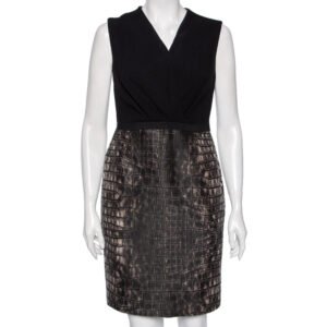 Giambattista Valli Black & Printed Wool Sleeveless Dress M