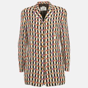 luxury-women-gianni-versace-used-clothes-p1165712-002 Gianni Versace Multicolor Floral and Stripe Print Silk Blazer M