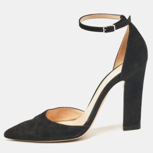Gianvito Rossi Black Suede Ankle Strap Pumps Size 37.5