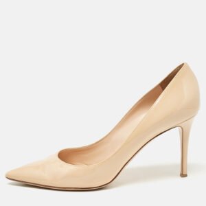 Gianvito Rossi Beige Patent Leather Plexi Pumps Size 42