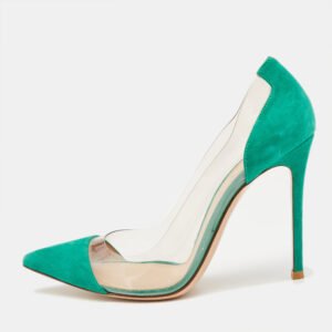Gianvito Rossi Green/Transparent PVC and Suede Plexi Pumps Size 39.5