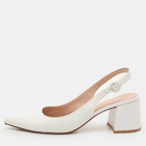 Gianvito Rossi White Leather Slingback Pumps Size 37.5