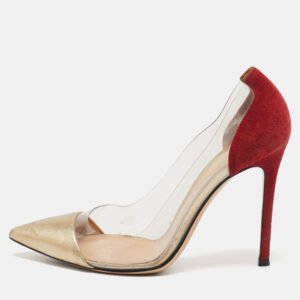Gianvito Rossi Red/Gold  PVC and Suede Plexi Pumps Size 37