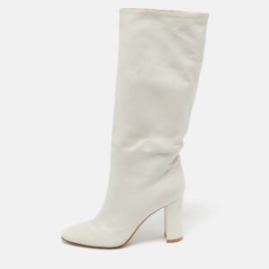 Gianvito Rossi Off White Leather Calf Length Boots Size 39