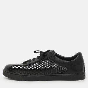 Gianvito Rossi Black Knit and Leather Helena Low Top Sneakers Size 41