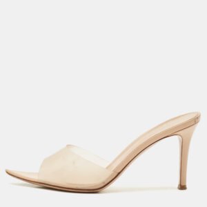 Gianvito Rossi Beige PVC Elle Slide Mules Size 38.5