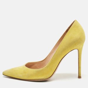 Gianvito Rossi Yellow Suede Pointed Toe Pumps Size 39