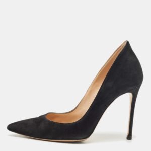 Gianvito Rossi Black Suede Pointed Toe Pumps Size 39