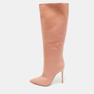 Gianvito Rossi Dusty Pink Leather Suzan Knee Length Boots Size 39