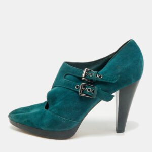 Gianvito Rossi Teal Green Suede Ankle Booties Size 40