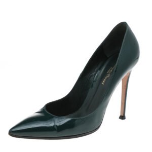 Gianvito Rossi Green Patent Leather Pointed Toe Pumps Size 39