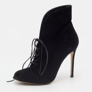 Gianvito Rossi Black Suede Jane Ankle Booties Size 38
