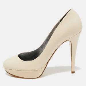 Gina Cream Leather Platform Pumps Size 39