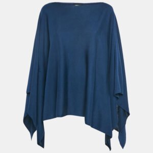 Giorgio Armani Navy Blue Stretch Knit Poncho S