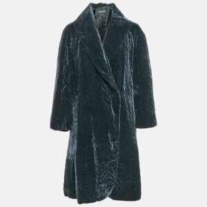 Giorgio Armani Blue Textured Velvet Coat M