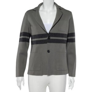 Giorgio Armani Grey Wool Stripe Detailed Button Front Cardigan XL