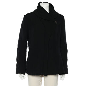 Giorgio Armani Black Quilted Oversized Collar Zip Front Jacket XL
