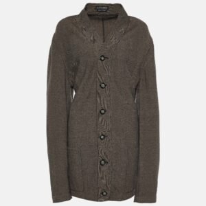 Giorgio Armani Vintage Brown Patterned Wool Button Front Cardigan XL