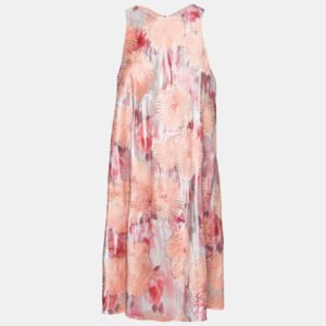 luxury-women-giorgio-armani-used-clothes-p697696-006-1 Giorgio Armani Pink Floral Jacquard Pleated Detail Shift Dress S