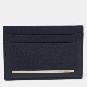 Giorgio Armani Navy Blue Leather Card Holder