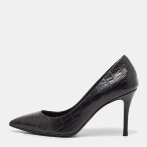 Giuseppe Zanotti Black Croc Embossed Leather Pointed Toe Pumps Size 36