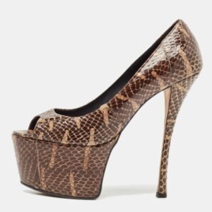 Giuseppe Zanotti Brown Python Leather Platform Pumps Size 38.5