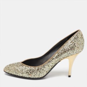 Giuseppe Zanotti Gold Glitter Round Toe Pumps Size 39.5