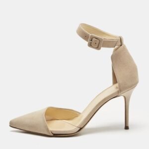 luxury-women-giuseppe-zanotti-used-shoes-p1141734-1746789479-010 Giuseppe Zanotti Beige Suede and PVC D'orsay Pumps Size 36