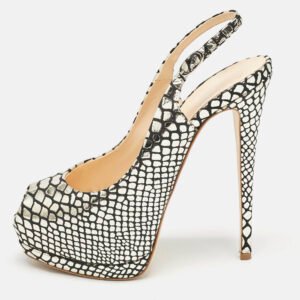 Giuseppe Zanotti Gold/Black Python Embossed Leather Sharon Platform Pumps Size 39