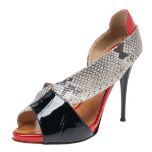 Giuseppe Zanotti Multicolor Python Embossed And Patent Leather D'orsay Peep Toe Pumps Size 38