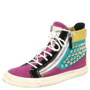 Giuseppe Zanotti Multicolor Suede Spike High-Top Sneakers Size 37