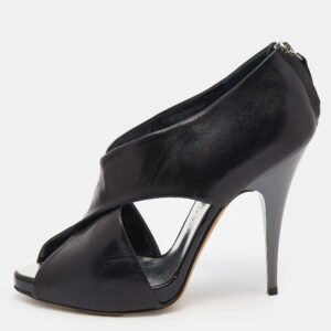 luxury-women-giuseppe-zanotti-used-shoes-p627730-002 Giuseppe Zanotti Black Leather Crisscross Ankle Booties Size 36