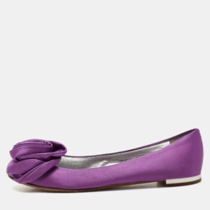 Giuseppe Zanotti Purple Satin Flower Applique Ballet Flats Size 37.5