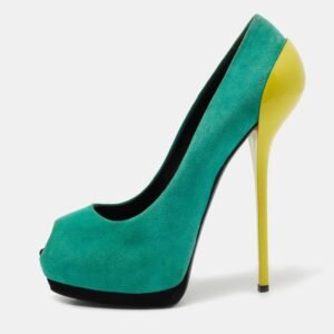 Giuseppe Zanotti Tricolor Suede Nana Peep-Toe Platform Pumps Size 40