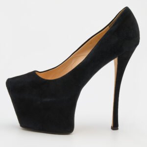 Giuseppe Zanotti Black Suede Square Toe Platform Pumps Size 40