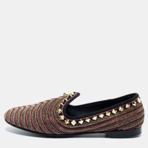 Giuseppe Zanotti Multicolor Embellished Suede Smoking Slippers Size 41