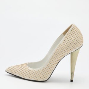 Giuseppe Zanotti Off White Leather Ester Embellished Pumps Size 38