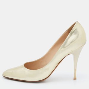 Giuseppe Zanotti Gold Leather Round Toe Pumps Size 40