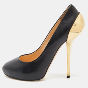 Giuseppe Zanotti Black Leather Round Toe Pumps Size 37