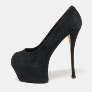 Giuseppe Zanotti Black Suede Liza Peep Toe Platform Pumps Size 39