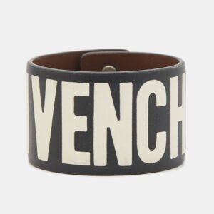 Givenchy Black Leather Logo Print Bracelet S