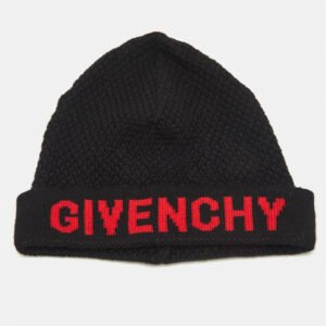 Givenchy Black Logo Intarsia Wool Knit Beanie