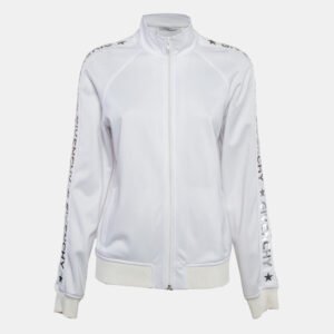 Givenchy White Metallic Logo Print Jersey Jacket L