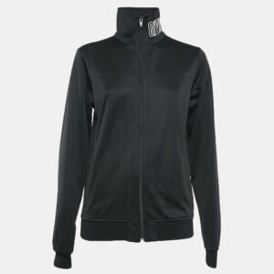 Givenchy Black Synthetic Logo Embroidered Collar Zip Front Jacket M