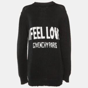 Givenchy Black I Feel Love Cotton Knit Crew Neck Jumper L