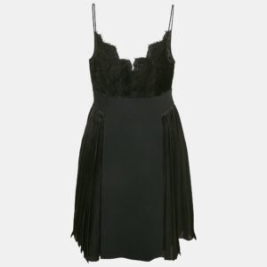 Givenchy Black Lace and Satin Pleated Dress and Sequined Knit Skirt Set S/M