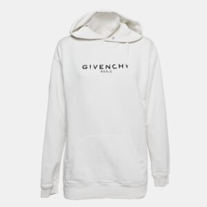 luxury-women-givenchy-used-clothes-p1155676-001 Givenchy White Logo Print Cotton Knit Hoodie XS