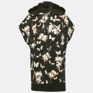 Givenchy Black Floral Print Cotton Sleeveless Hoodie M