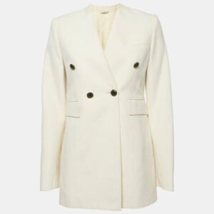 givenchy off-white cotton slub double breasted blazer s